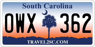 SC license plate OWX362