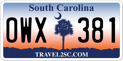 SC license plate OWX381