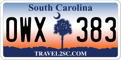 SC license plate OWX383