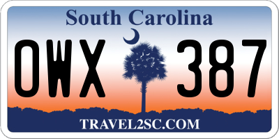 SC license plate OWX387