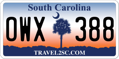 SC license plate OWX388