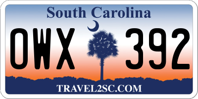 SC license plate OWX392