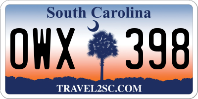 SC license plate OWX398