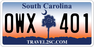 SC license plate OWX401