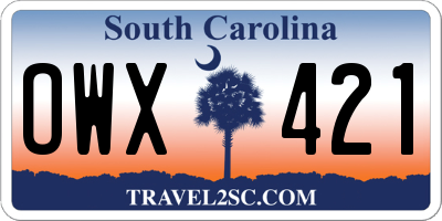 SC license plate OWX421