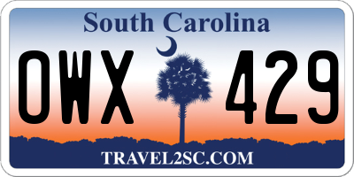 SC license plate OWX429
