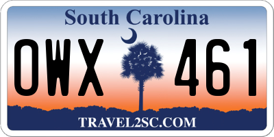 SC license plate OWX461