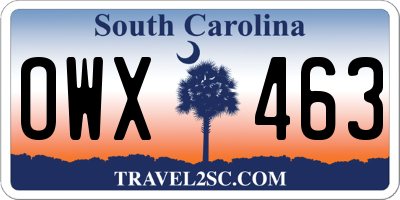 SC license plate OWX463