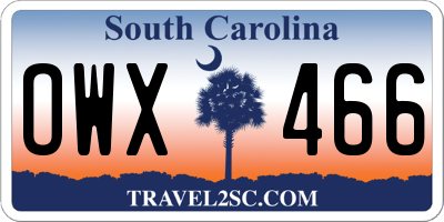 SC license plate OWX466