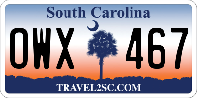 SC license plate OWX467