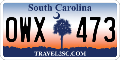 SC license plate OWX473