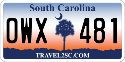SC license plate OWX481