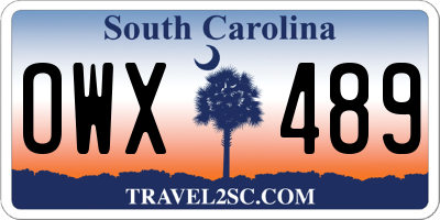 SC license plate OWX489