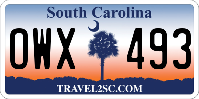 SC license plate OWX493