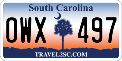 SC license plate OWX497
