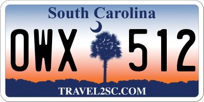 SC license plate OWX512