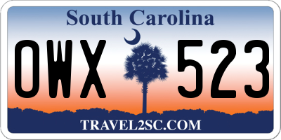 SC license plate OWX523