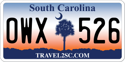 SC license plate OWX526