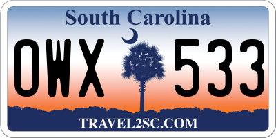 SC license plate OWX533