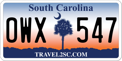 SC license plate OWX547