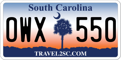 SC license plate OWX550