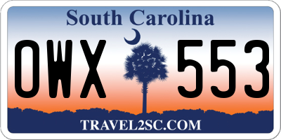 SC license plate OWX553