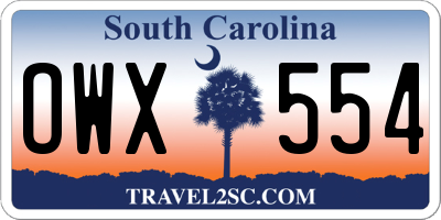 SC license plate OWX554