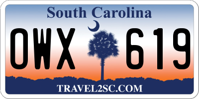 SC license plate OWX619