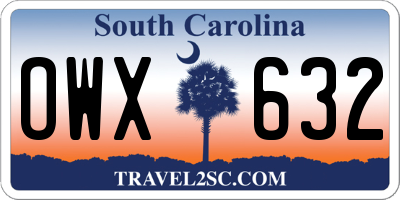 SC license plate OWX632