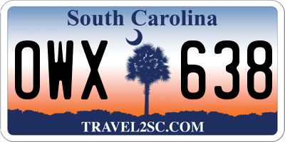 SC license plate OWX638