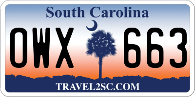 SC license plate OWX663