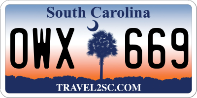 SC license plate OWX669
