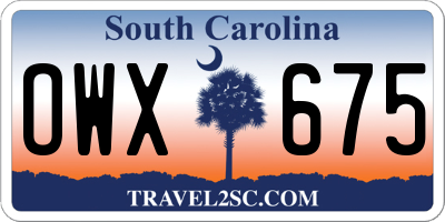 SC license plate OWX675