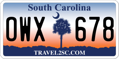 SC license plate OWX678