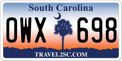 SC license plate OWX698