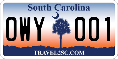 SC license plate OWY001