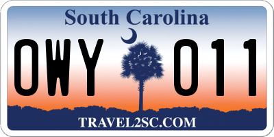 SC license plate OWY011