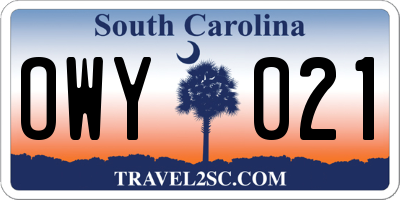 SC license plate OWY021