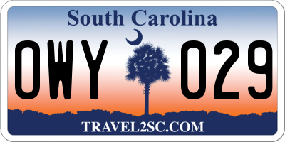 SC license plate OWY029