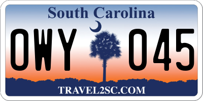 SC license plate OWY045