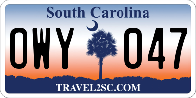 SC license plate OWY047
