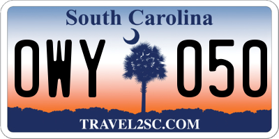 SC license plate OWY050