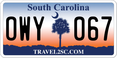 SC license plate OWY067