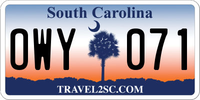 SC license plate OWY071