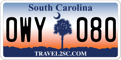 SC license plate OWY080