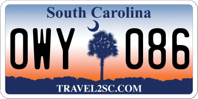 SC license plate OWY086