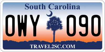 SC license plate OWY090