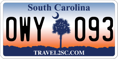 SC license plate OWY093