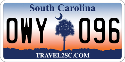 SC license plate OWY096