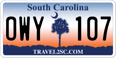 SC license plate OWY107